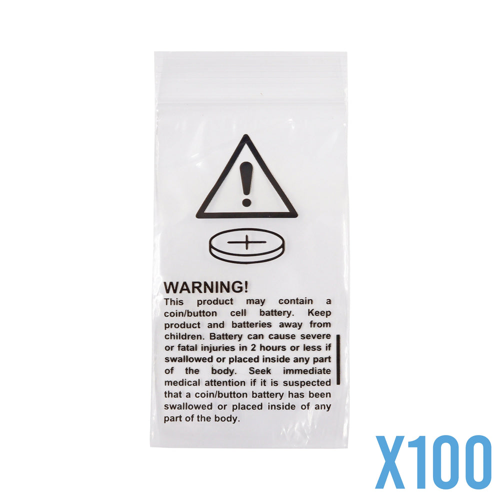 100 x Battery Warning Zip Lock Bags | Remote Pro