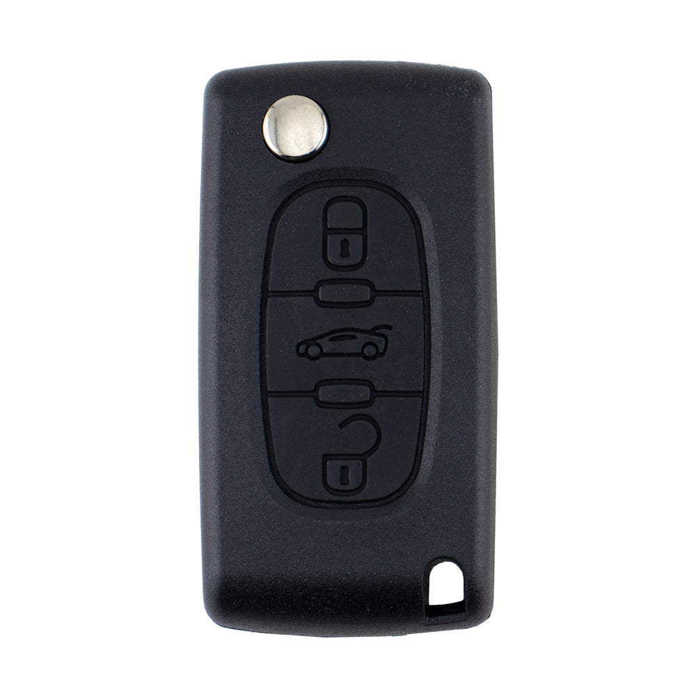3 Button HU83 Flip Key Housing to suit Peugeot (With Battery Clip)