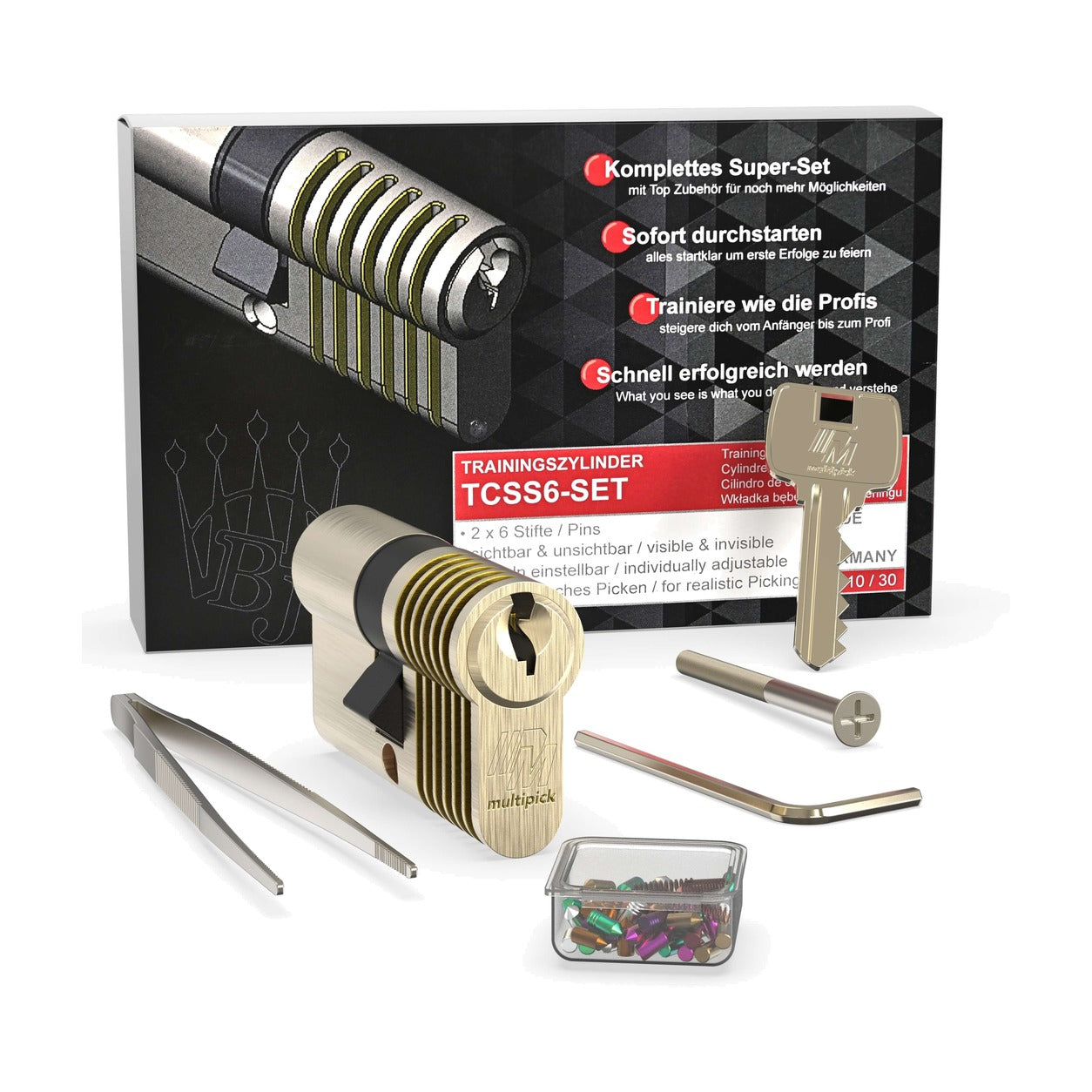 Multipick 6-Pin Advanced Euro Profile Training Lock Set