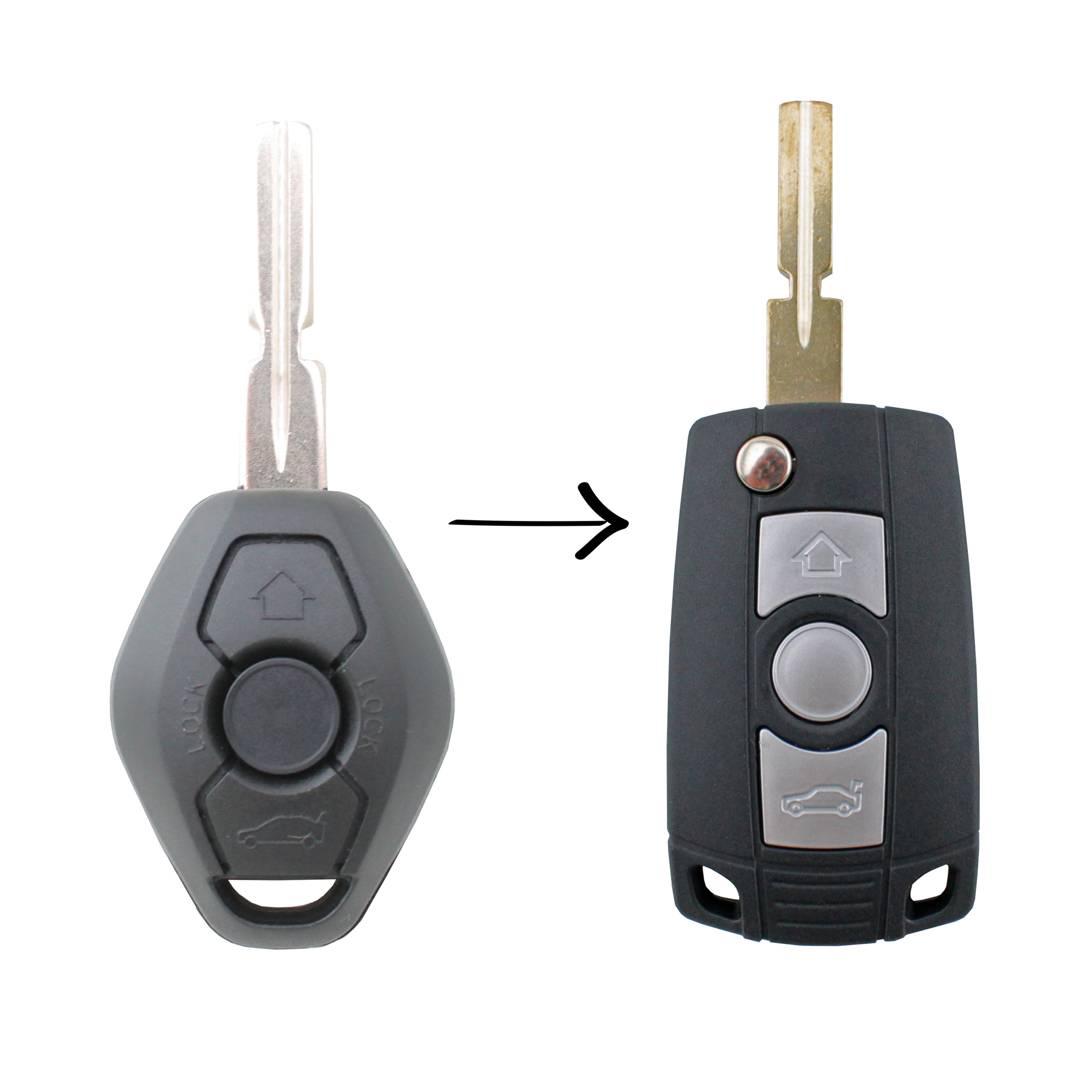 Complete To Suit BMW 3 Button Flip Key Remote X3 X5 Z4 E38 E39 E46 M5 M3