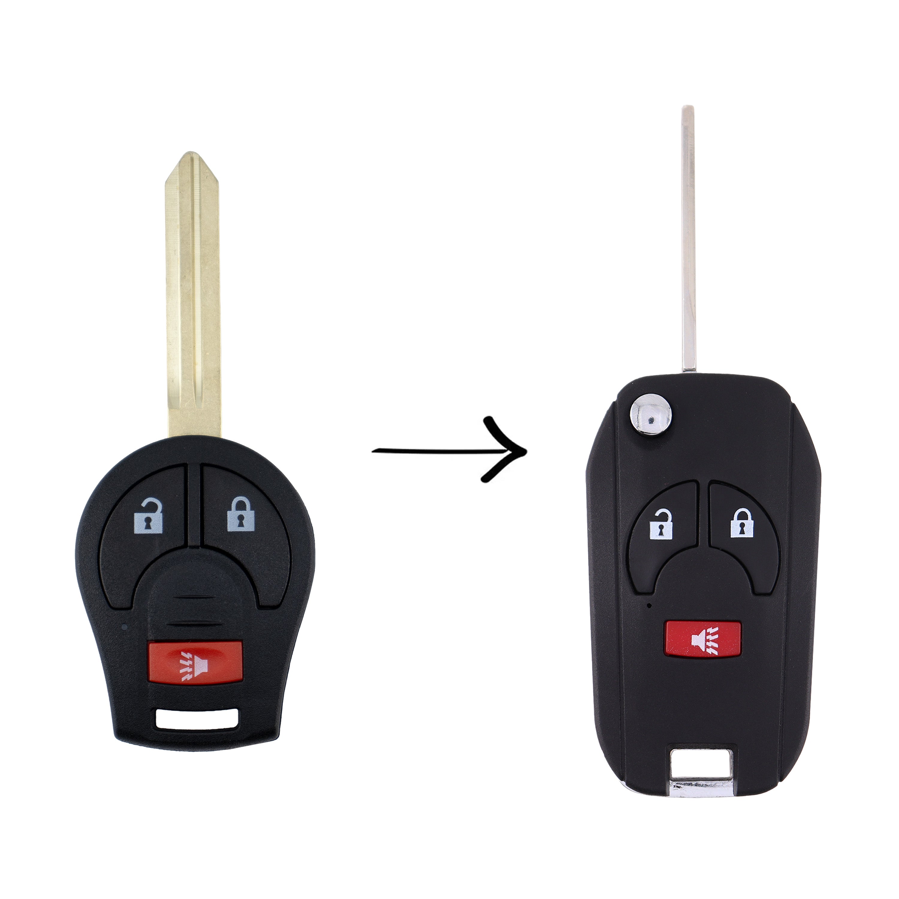 To Suit Nissan Tiida X-Trail Micra Remote Flip Key Conversion Shell/Case/Enclosure