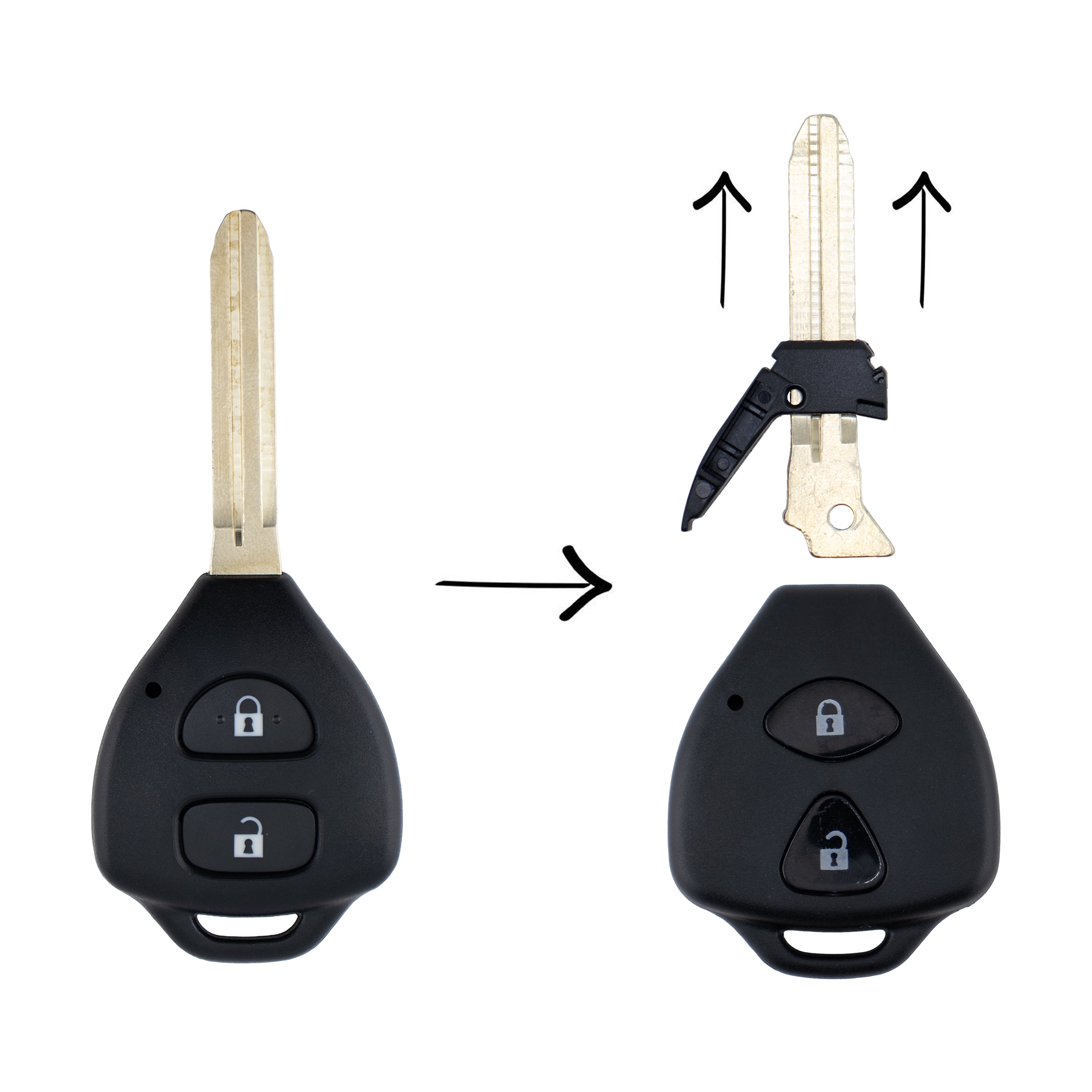 2 Button Key Shell Replacement To Suit Toyota