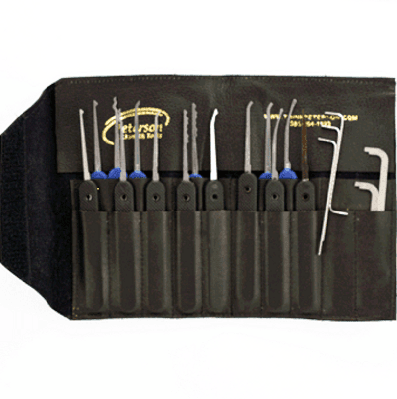 Lock Pick > Set - Peterson Lockpick Tools - Plastic Handle 14-Piece Government Steel Pick Set