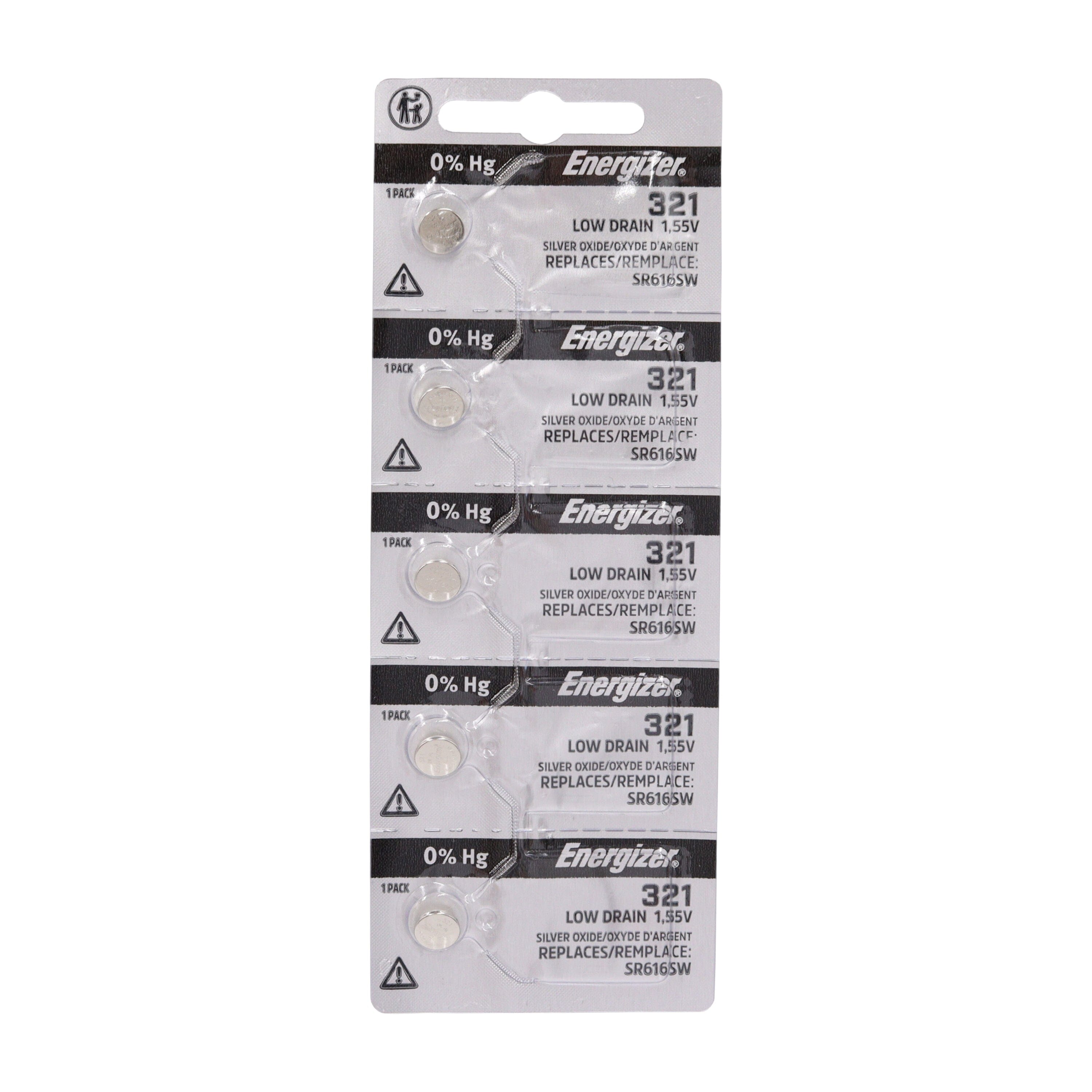 Energizer Silver Oxide Tearstrip Battery 321TZ.Z1 (5 Pack)