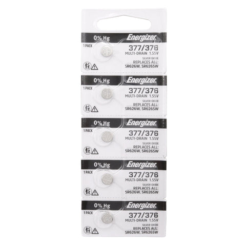 Energizer Silver Oxide Tearstrip Battery 377-376TZ.Z1 (5 Pack)