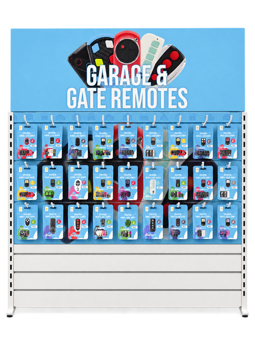 Mote Garage Remote Slat Wall Display