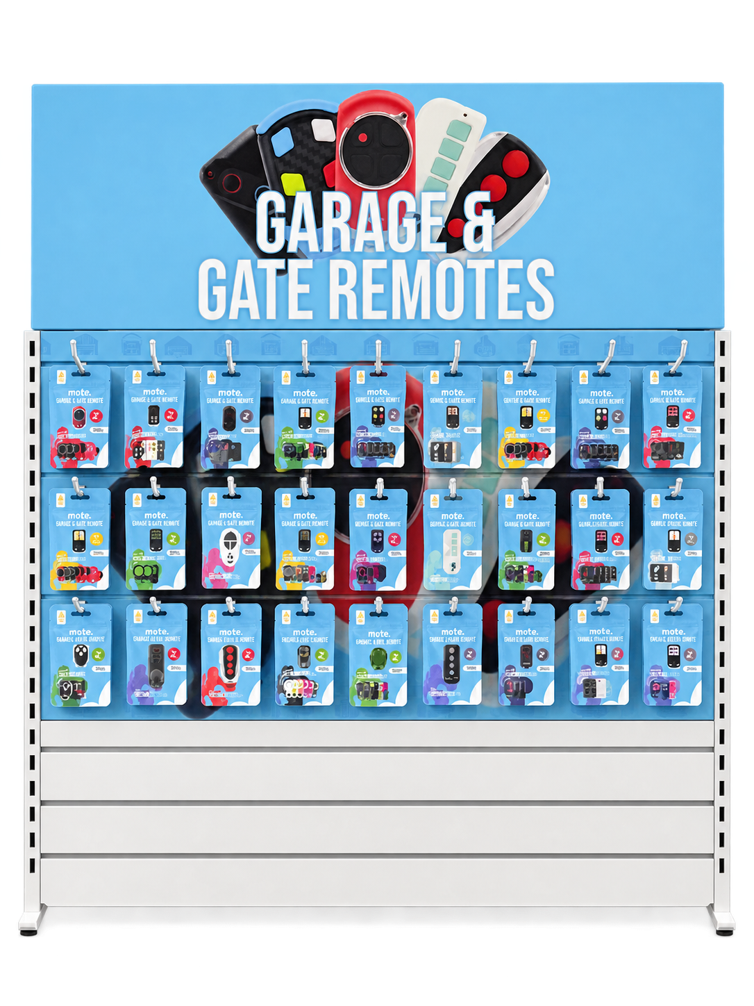 Mote Garage Remote Slat Wall Display