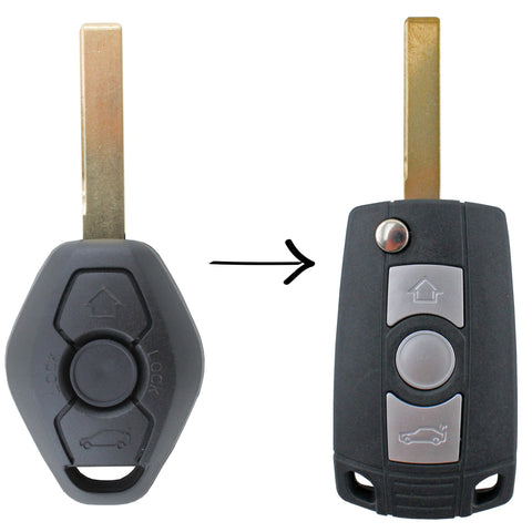 Complete To Suit BMW 3 Button Flip Key Remote X3 X5 Z4 E38 E39 M5 M3