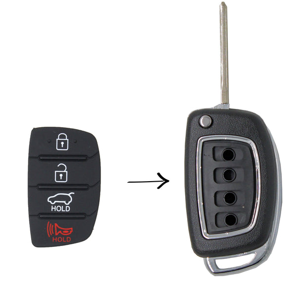 To Suit Hyundai i40 Sante Fe 4 Button Flip Key Replacement Rubber Buttons