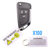 100 x Battery Warning Car Key Ring Tags